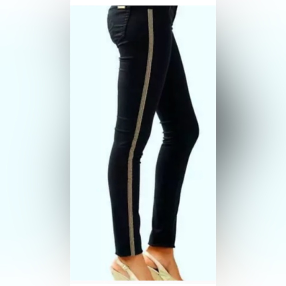 Lilly Pulitzer straight leg black pants with gold embellishments size 12